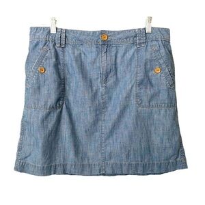 LOFT Womens Blue Denim 100% Cotton Mini Skirt with Pockets Spring Summer Size 12